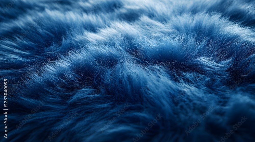 Poster close-up shot of a deep blue fur texture. soft, luxurious and stylish. fuzzy fleece detailed texture