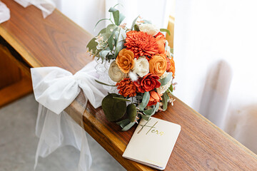 wedding bouquet on the table