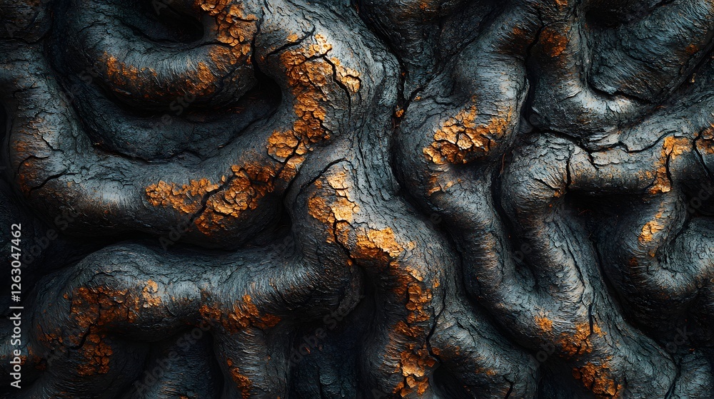 Poster close-up abstract image of intricate bronze and black swirls. a dark, detailed, artistic texture. gn