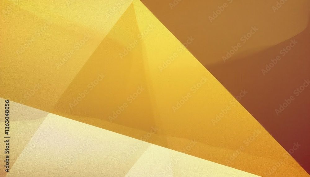 Poster golden abstract geometric composition with overlapping translucent triangular shapes, modern backgro