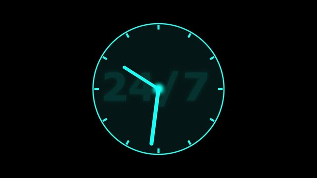 Clock icon Animated clock.Concept of time, deadline.Round clock with rotating animated arrows.