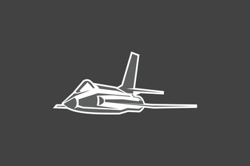 American cold war fighter plane vector illustration. simple aircraft logo, military equipment.