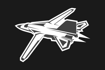 American cold war fighter plane vector illustration. simple aircraft logo, military equipment.