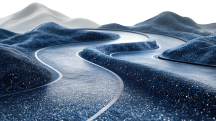The Winding Road Ahead: An artistic depiction of a serpentine road navigating a textured landscape, possibly symbolizing a journey or challenges.