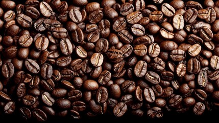 Obraz premium Aromatic Roasted Coffee Beans Showcase Coffee Shop High-Quality Images Cozy Environment Close-Up View Art of Coffee