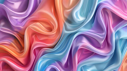 Obraz premium Colorful silk fabric with flowing waves, creating a vibrant texture for creative backgrounds
