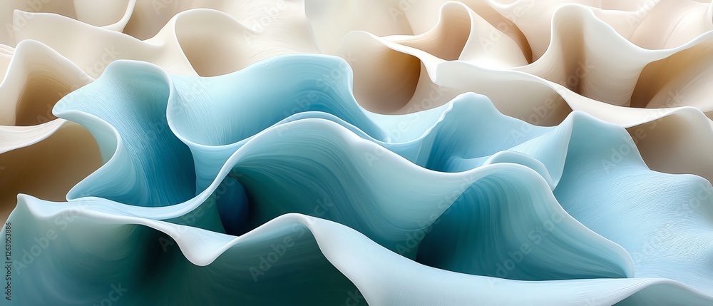 Aufkleber abstract blue beige wave pattern soft texture design art image fluid