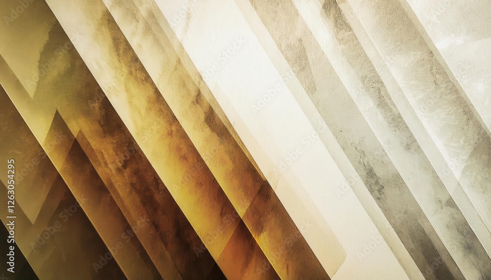 Poster textured abstract geometric background with layered golden and white angular shapes, vintage grunge 