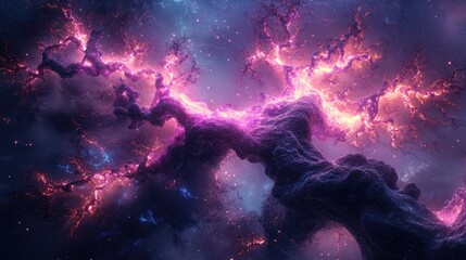 Obraz premium Cosmic Nebula Glowing With Pink And Purple Hues