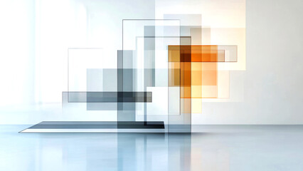 Overlapping transparent rectangles create a modern, abstract background