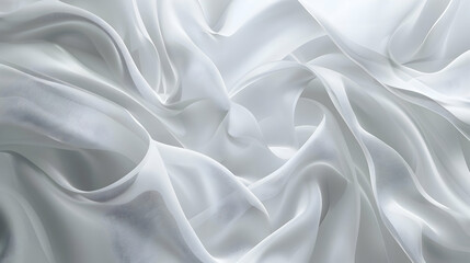 Fototapeta premium Soft, flowing white silk fabric draped elegantly, creating a serene and luxurious atmosphere