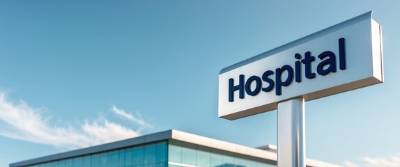 Obraz premium Hospital Sign in Front of Modern Building.