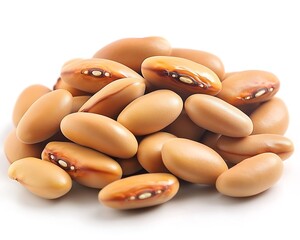 High-Resolution Broad Bean Seeds Isolated with Earthy Tones White Background Realistic close-up of broad bean seeds in rich earthy brown and tan shades isolated on a white background
