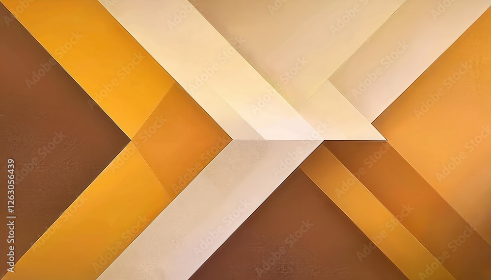 Fototapete modern geometric abstract with sharp angular golden and brown lines, architectural illusion, minimal