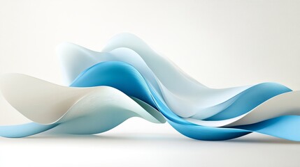 Abstract Wavy Background with Soft Blue and White Curves, Flowing Lines, Elegant Design for Modern Art, Digital Wallpaper, Creative Visuals, Fluid Motion