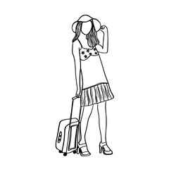 Girl Vacation with Luggage
