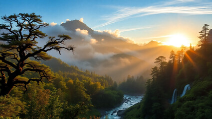 mountain lake in the morning