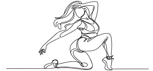 single line art of a girl pose vector