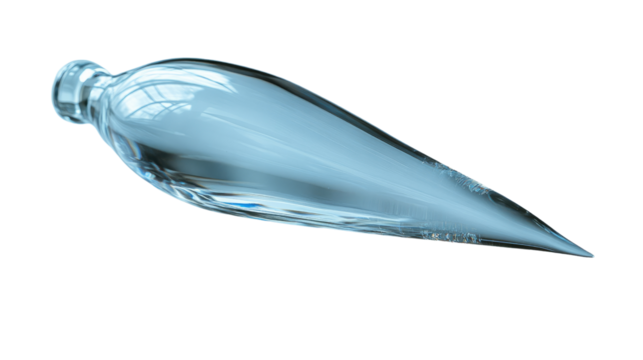 Transparent Glass Bottle: A minimalist studio shot features a clear glass bottle, its sleek form and reflective surface highlighting the purity and elegance of design.