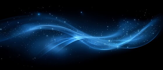 Abstract Blue Glowing Waves Dark Background Design art flow calm light