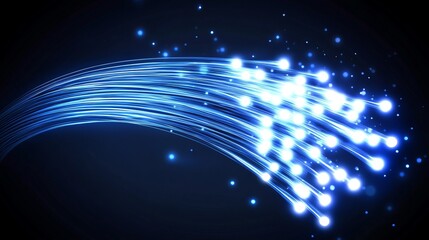 Obraz premium Abstract Blue Light Streaks On A Dark Background, Symbolizing Technology, Connection, And Innovation.