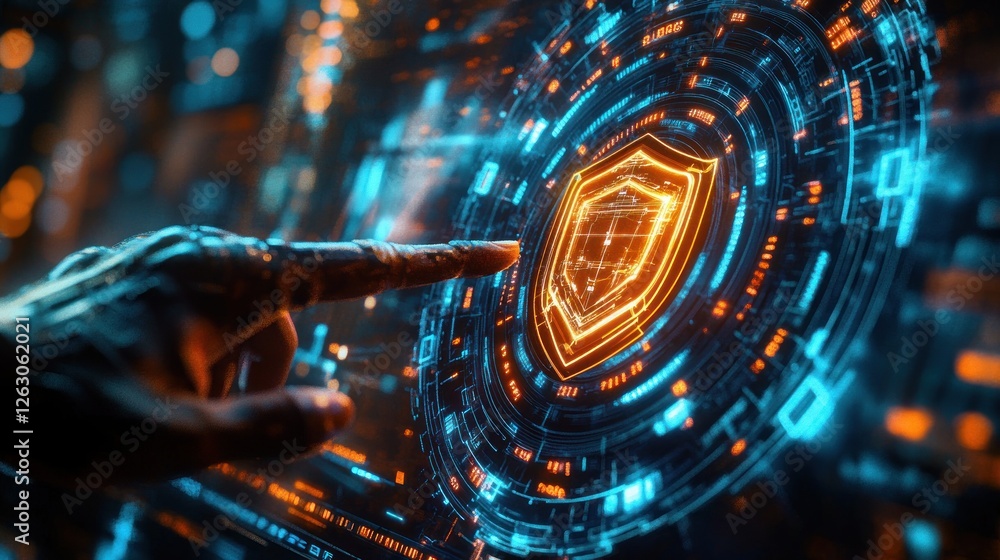 Aufkleber Cyber Security Protection Shield for Identity and Privacy from Hacking in a Digital Interface