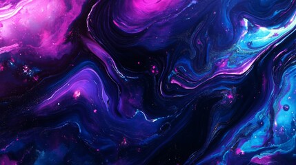 Captivating cosmic abstract art featuring flowing shades of purple and blue dynamic vibrancy