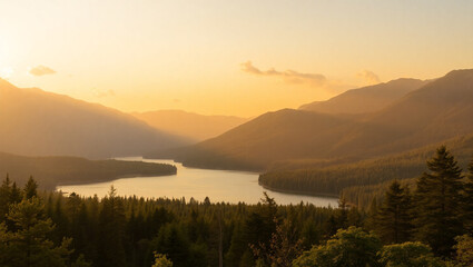 mountain lake in the morning