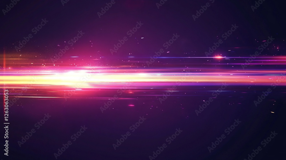 Aufkleber abstract speed light trails, data stream concept. glowing particles with motion blur on dark backgro