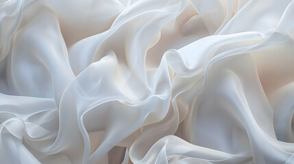 Obraz premium Soft, flowing white fabric draped elegantly, creating gentle waves and shadows in a serene setting (1)