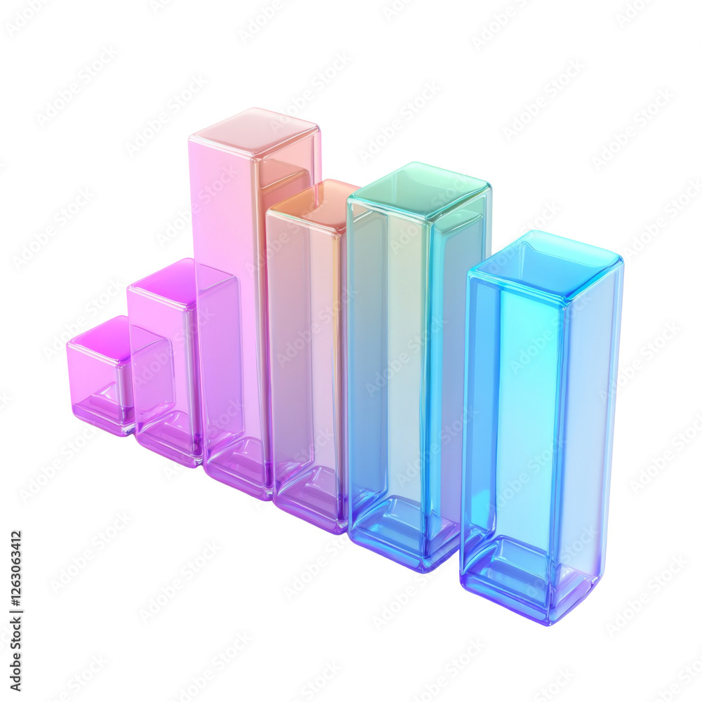 Leinwandbilder colorful 3d bar graph representing data growth with modern design. bars transition from pink to blue