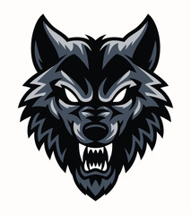 Fierce Wolf Head Logo – Aggressive Esports Mascot with Neon Green Accents, Perfect for Gaming, Teams, and Branding