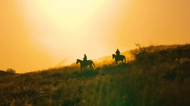 Women galloping Toward on Horseback