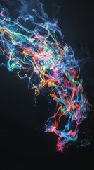 Obraz premium Vibrant Abstract Light Painting with Colorful Swirls and Dark Background, Modern Art Photography.
