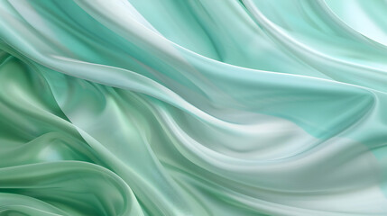 Obraz premium Soft flowing fabric in shades of green and white, creating a serene and elegant atmosphere