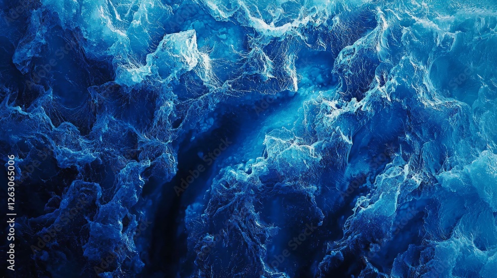 Poster deep blue ocean waves with intricate patterns and textures