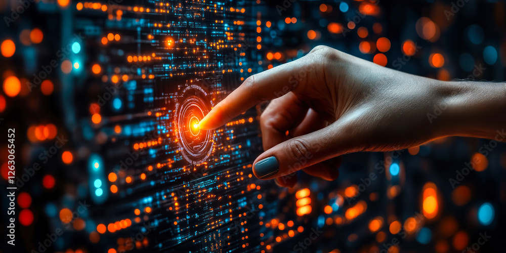 Poster interactive digital interface of no-code ai platform for business innovation and intelligent solutio