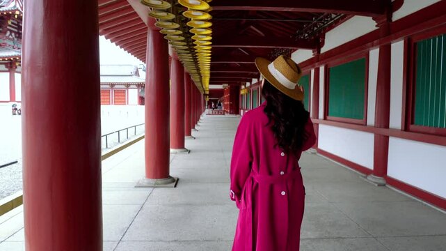 Tourist walking in Shitennoji temple, Osaka, Japan.