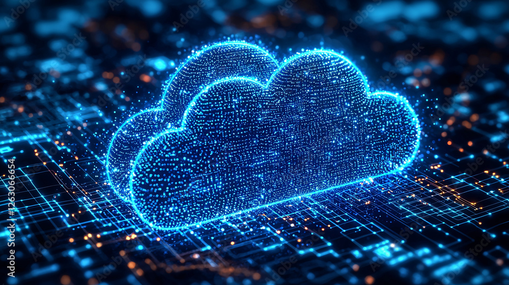 Poster cloud technology and data drive digital network connectivity and enterprise resource efficiency.