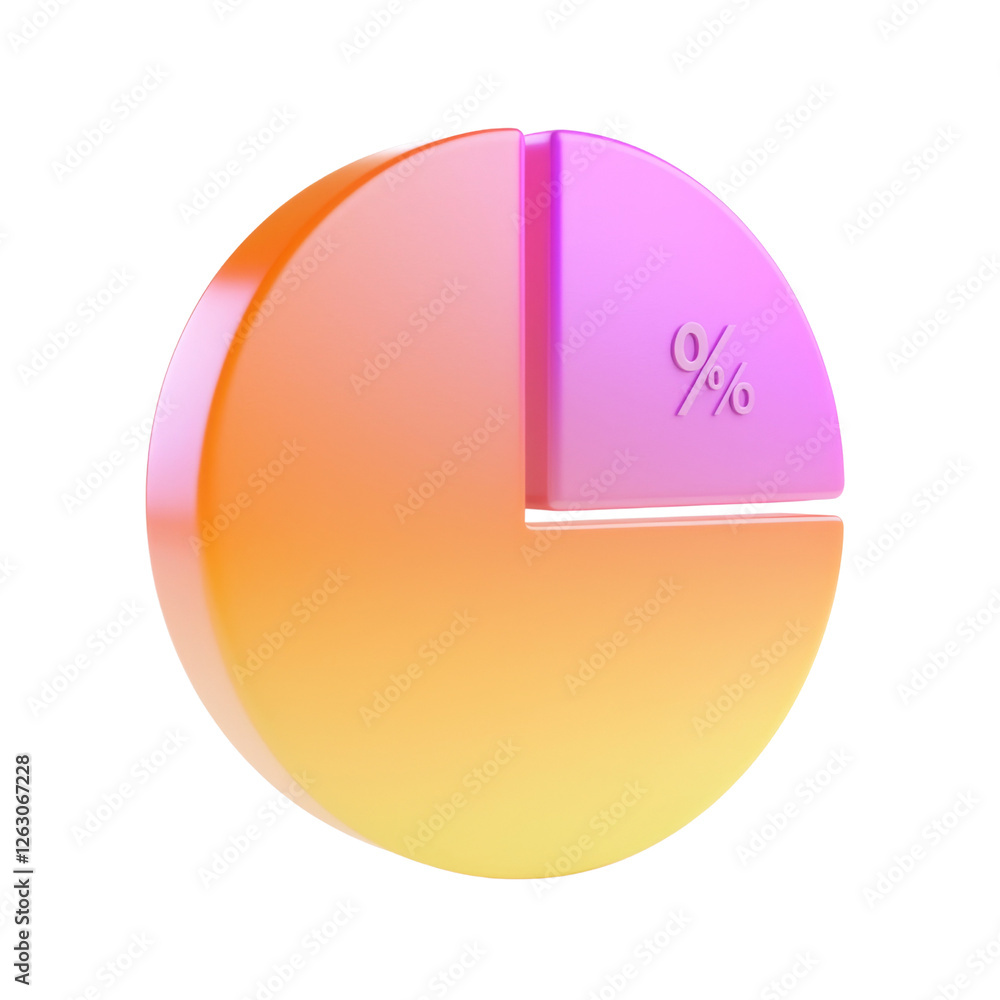 Fototapete 3d pie chart with gradient colors representing data percentages