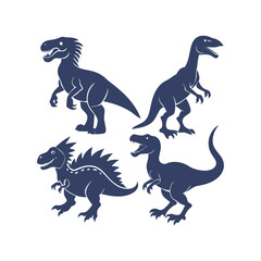 Dinosaur Silhouettes Set Clip art Vector Illustration