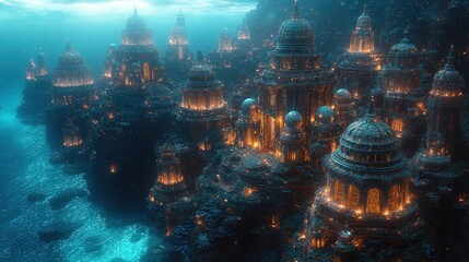 Obraz premium An Underwater City Of Illuminated Domed Structures