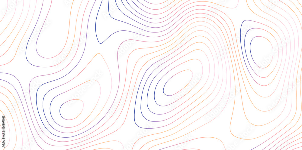 Poster abstract topographic map contour, white background and colorful wave lines pattern texture. geograph