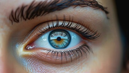 Fototapeta premium Captivating close-up of a single eye highlighting natural beauty and intricate details