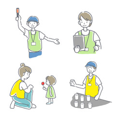 イベントのボランティアスタッフのイラストセット