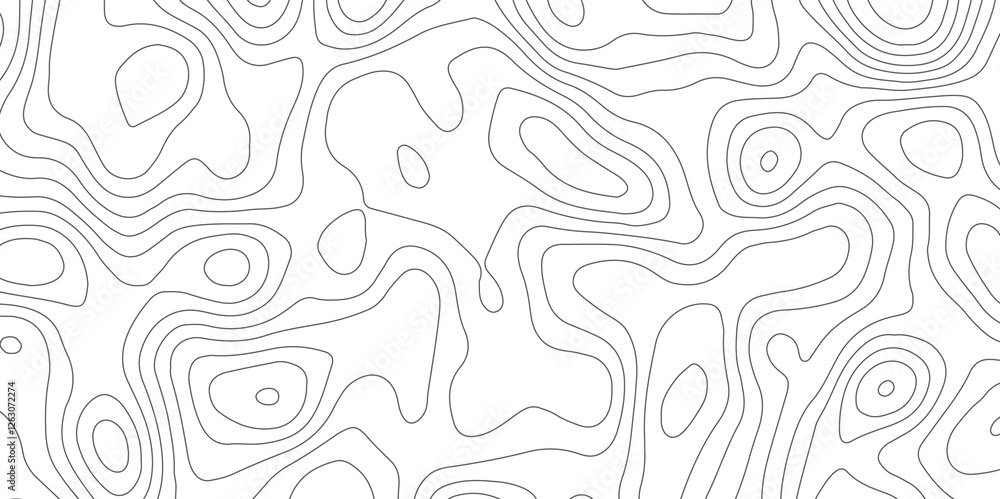 Poster abstract topographic map contour, white background and black wave lines pattern texture. geographic 
