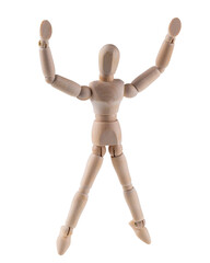 Wooden figure action isolated on transparent background
