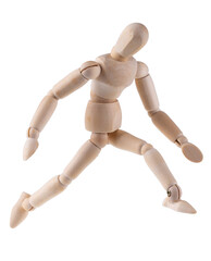 Wooden figure action isolated on transparent background