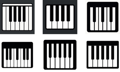 Simple Black and White Piano Keyboard Icons design