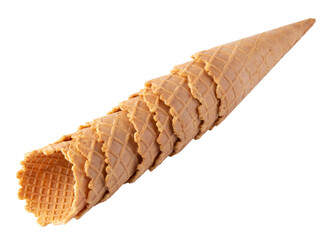 waffle ice-cream cone isolated over transparent background.